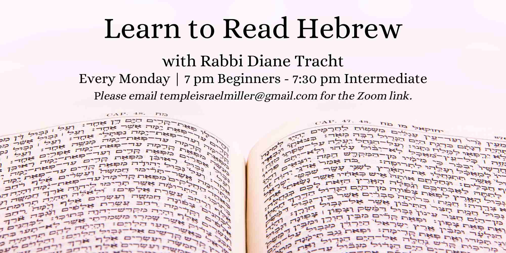 Learn to Read Hebrew Via Zoom